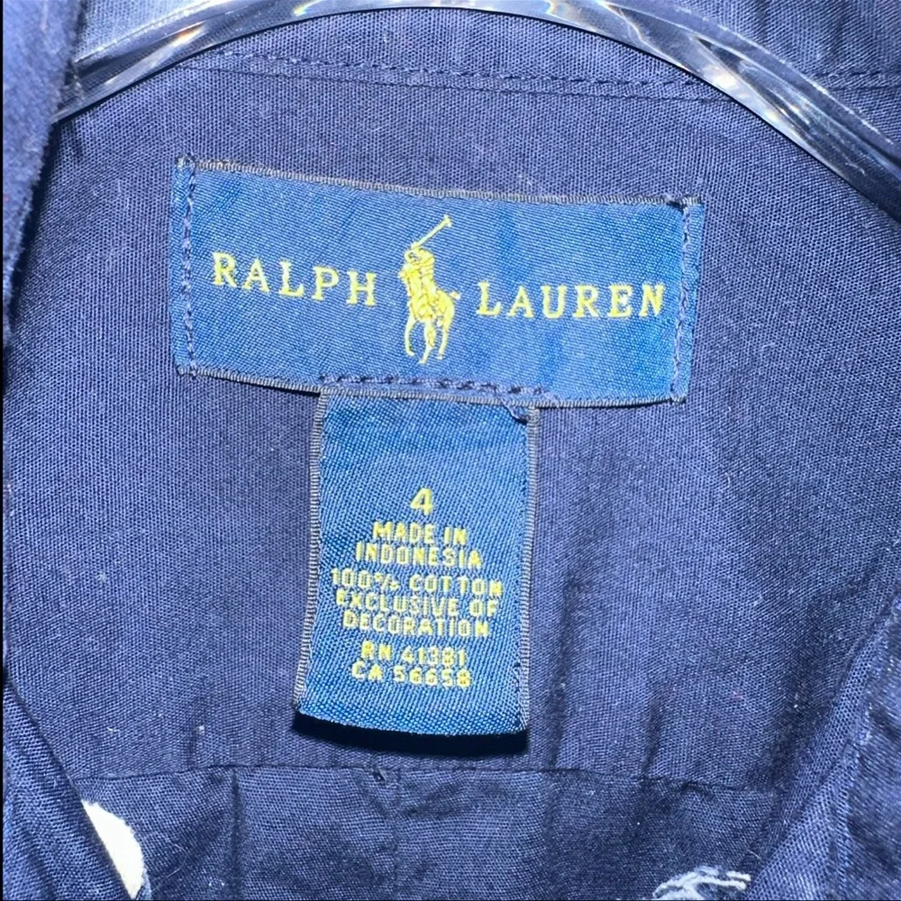 Ralph Lauren Boys Blue Short Sleeve Button Down Shirt Size 4